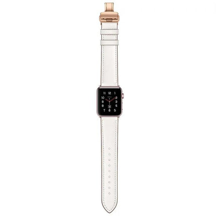 Genuine Leather Butterfly Rose Gold Buckle Apple Watch Band