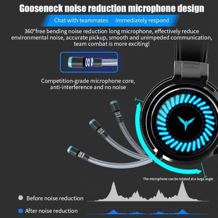 Wired Gaming Headset With Microphone For Long Comfort with gooseneck noise reduction mic and breathable suspended head beam