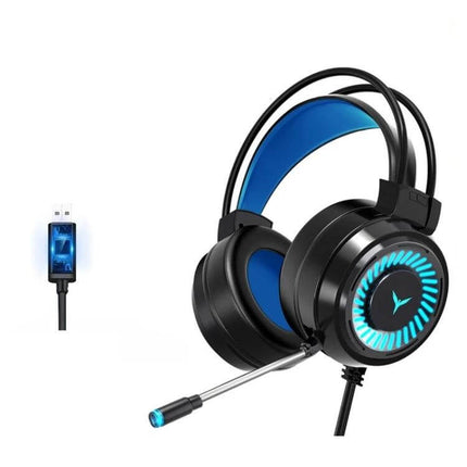 Wired Gaming Headset With Microphone For Long Comfort with suspended head beam and LED earcups