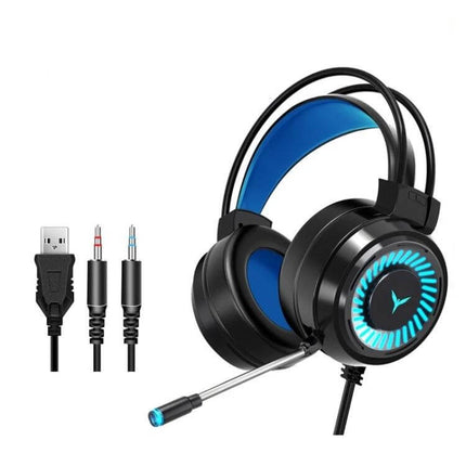 Wired Gaming Headset With Microphone For Long Comfort with USB and dual jack, LED earcups and suspended head beam
