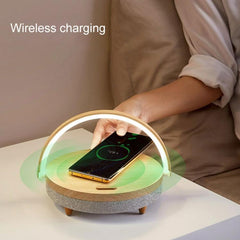 EZVALO Lydia 10W All-in-One Wireless Charger with Bluetooth Speaker, Desk Lamp, and Phone Holder