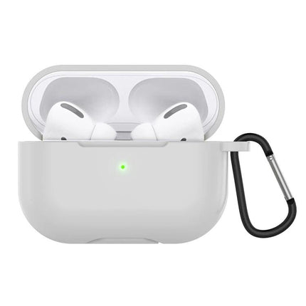 Protective Silicone Case for AirPods with Hook for Daily Use - white 360° protection, slim fit, carabiner included