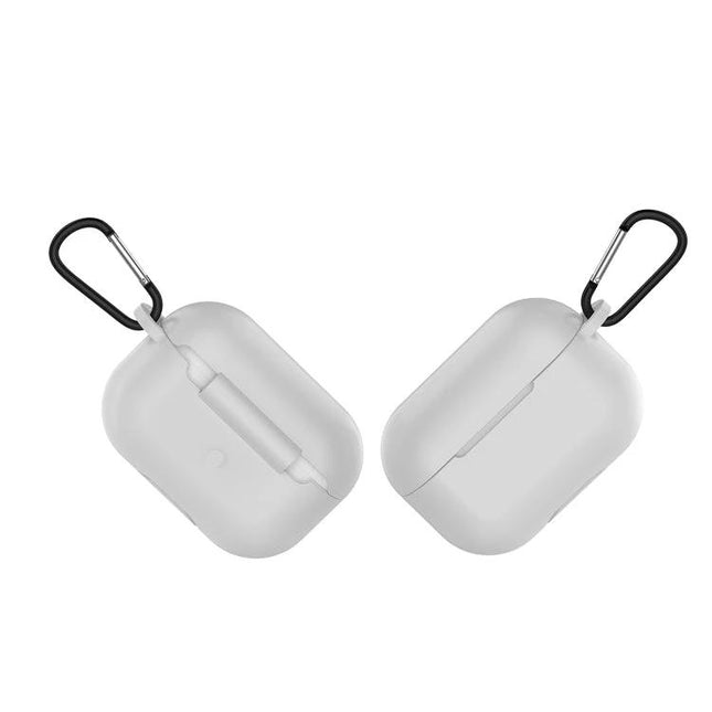 Protective Silicone Case for AirPods with Hook for Daily Use - slim white 360° coverage carabiner