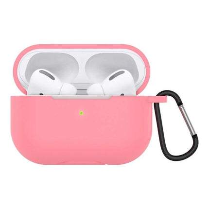Protective Silicone Case for AirPods with Hook for Daily Use - pink 360-degree protection with carabiner for commuting and workouts
