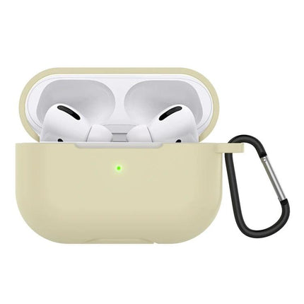 Protective Silicone Case for AirPods with Hook for Daily Use - slim 360° shockproof yellow case with carabiner attached