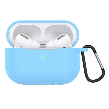 Protective Silicone Case for AirPods with Hook for Daily Use - sky blue slim 360° protection, carabiner clip