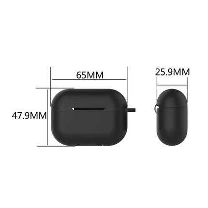 Protective Silicone Case for AirPods with Hook for Daily Use — black slim 360° cover, 65×47.9×25.9mm dimensions