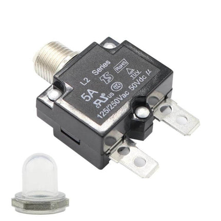 Car DC Breaker With Waterproof Cover For Vehicle Electronics compact 5A resettable breaker with waterproof cover for automotive and marine circuits