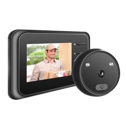 Night Vision Doorbell for Secure Home Entry Monitoring - black doorbell camera and indoor monitor showing delivery person