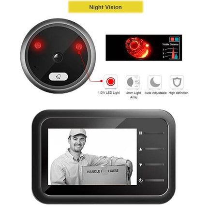Night Vision Doorbell for Secure Home Entry Monitoring showing night-vision lens and monitor with visitor image
