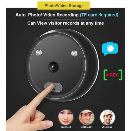 Night Vision Doorbell for Secure Home Entry Monitoring showing doorbell camera, night LEDs, and visitor recording