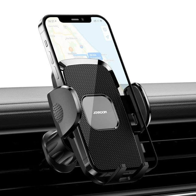 Joyroom Car Phone Holder 360 Degree Rotation for 4.7 to 6.9 Inch Phones mounted on car vent holding smartphone for navigation and hands-free use