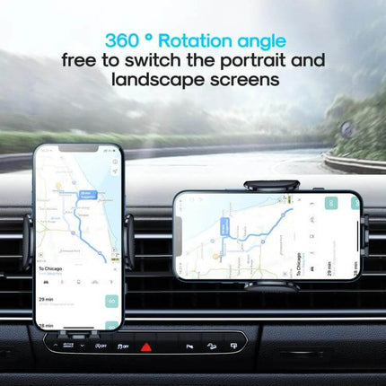 Joyroom Car Phone Holder 360 Degree Rotation for 4.7 to 6.9 Inch Phones - dashboard mount showing portrait and landscape GPS views
