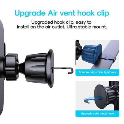 Joyroom Car Phone Holder 360 Degree Rotation for 4.7 to 6.9 Inch Phones - air vent hook clip with rotatable adjustable tightness and upgraded solid metal hook