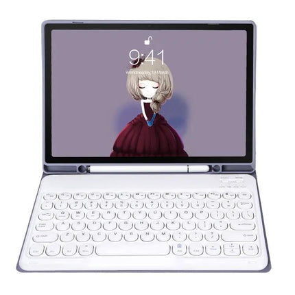 Detachable Bluetooth Keyboard Leather Case for iPad Air in White Ice