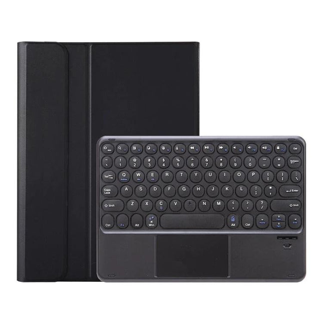 Detachable Bluetooth Keyboard Leather Case for iPad Air and Pro Models shown in black with detachable keyboard and protective folio