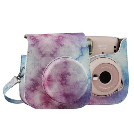 Painted Camera Bag for Fujifilm Instax Mini 11 with Strap - pastel watercolor PU protective case with shoulder strap