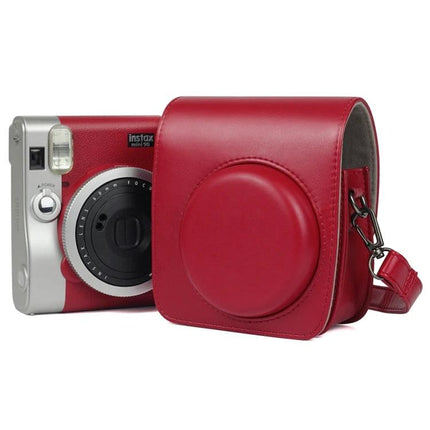 Camera Bag for Fujifilm Instax Mini 90 with Shoulder Strap - red PU protective case with shoulder strap
