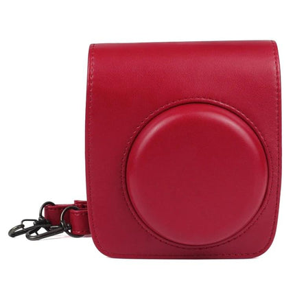 Alt Tag: Camera Bag for Fujifilm Instax Mini 90 with Shoulder Strap in red polyurethane protective case