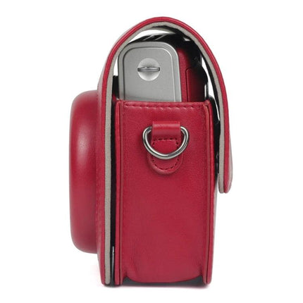 Camera Bag for Fujifilm Instax Mini 90 with Shoulder Strap - red PU protective shoulder case for instant camera