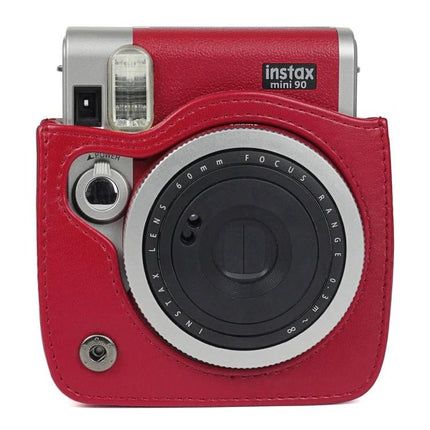 Camera Bag for Fujifilm Instax Mini 90 with Shoulder Strap - red PU protective case for Instax Mini 90 camera
