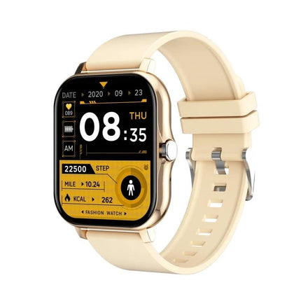 Smart Watch for Everyday Wear and Daily Activity Tracking - beige fitness smartwatch showing steps, heart rate, sleep and sports modes
