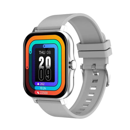 Smart Watch for Everyday Wear and Daily Activity Tracking - gray fitness smartwatch showing steps, heart rate, sleep icons on colorful display