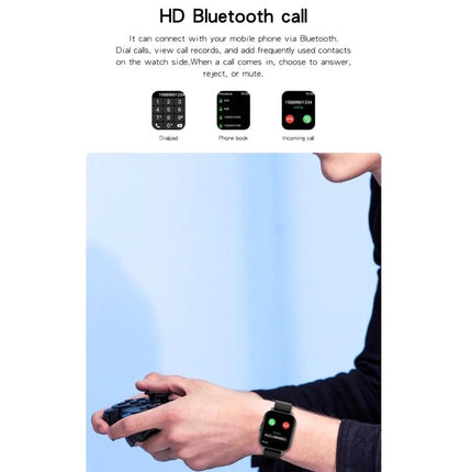Smart Watch for Everyday Wear and Daily Activity Tracking showing HD Bluetooth call screen and wrist wearing while holding a game controller