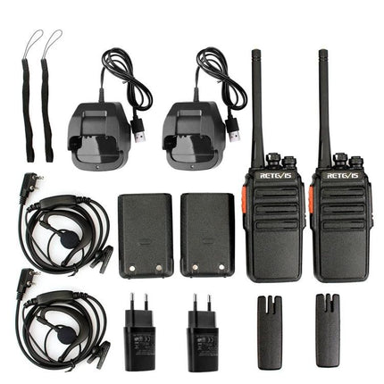 Retevis RT24 Handheld Two-Way Radio for Short-Range Talks - twin radios with chargers, batteries, earpieces and accessories
