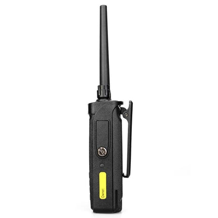 Retevis RT83 Waterproof DMR Digital Two-Way Radio with GPS handheld side view showing antenna, belt clip and rugged waterproof body