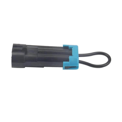 Polaris ATV Seat Belt Harness Bypass Plug with Cable Tie - black plug with blue clip and looped cable for seat belt interlock override