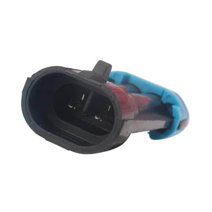Polaris ATV Seat Belt Harness Bypass Plug with Cable Tie close-up of three-pin connector and blue cable tie