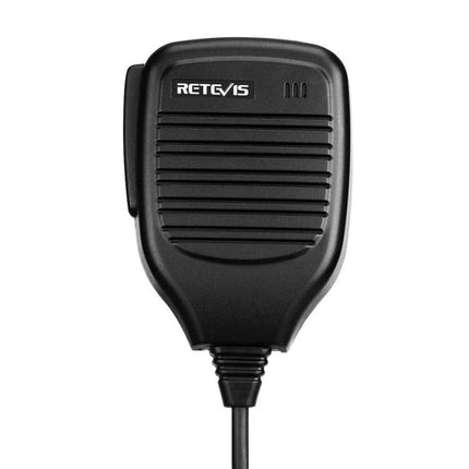 Retevis Handheld PTT Speaker Microphone for Clear Communication - black remote speaker mic with PTT button for two-way radios