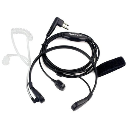 Retevis Throat PTT Acoustic Tube Earphone for Secure Communication - black throat mic with acoustic tube and PTT button
