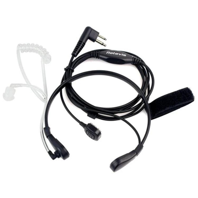 Retevis Throat PTT Acoustic Tube Earphone for Secure Communication - black throat mic with acoustic tube and PTT button