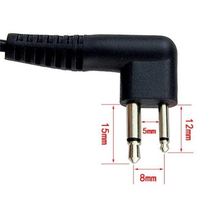 Retevis Throat PTT Acoustic Tube Earphone for Secure Communication black dual-pin angled plug with dimensions 15mm 12mm 8mm 5mm