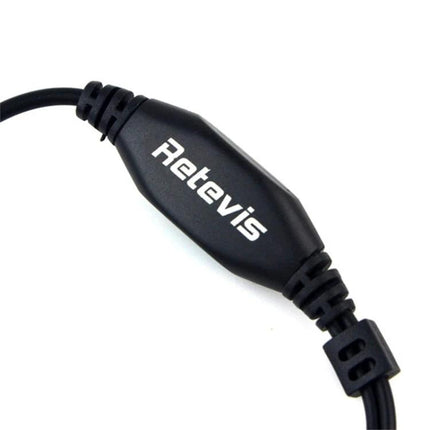 Retevis Throat PTT Acoustic Tube Earphone for Secure Communication black inline PTT module close-up on cable