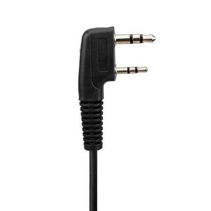 RetevIs 2-Pin PTT Headphone Microphone for Two-Way Radios angled black 2-pin plug close-up