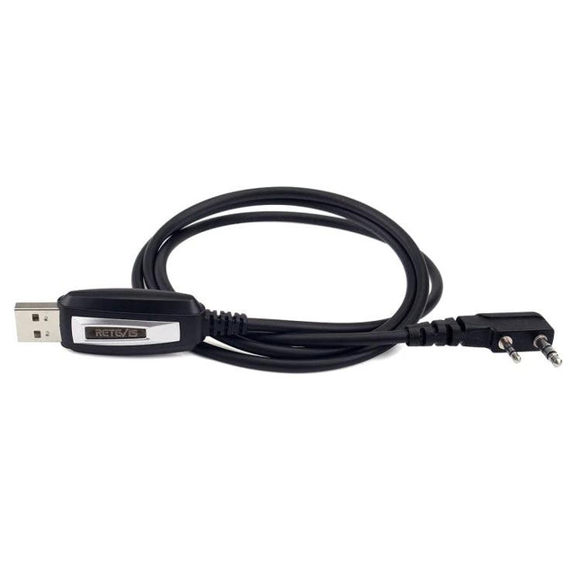 Retevis Two-Pin USB Programming Cable for Walkie-Talkies connecting radio two-pin plug to USB for easy programming and firmware updates