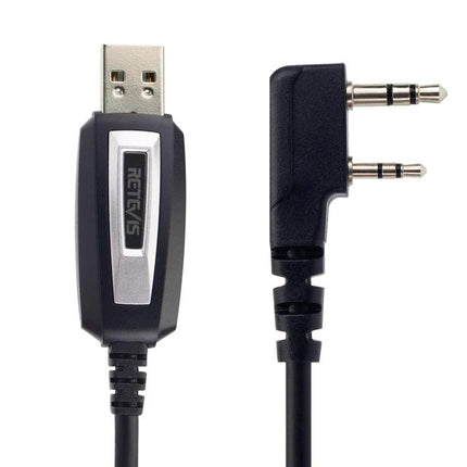 Retevis Two-Pin USB Programming Cable for Walkie-Talkies connecting USB to dual 3.5mm two-pin walkie-talkie jack