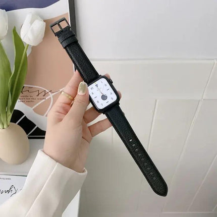 Lychee Texture Leather Watch Band for Apple Watch 42/44/49mm