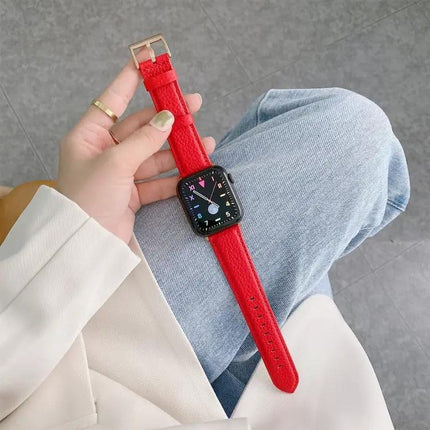 Lychee Texture Leather Watch Band for Apple Watch 42/44/49mm