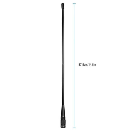 RETEVIS RHD-771 Dual Band Antenna for Handheld Radios - 14.8in slim black antenna with 2.15dBi gain and 20W power handling
