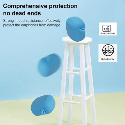JBL Silicone Protective Case for Everyday Earphone Carry in blue showing durable, scratch-resistant silicone protecting earphones