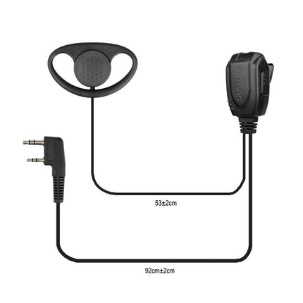 RETEVIS D-Type Earhook Earphone Microphone for Two-Way Communication black single-ear earpiece with mic and dual-pin plug for retail and hospitality staff