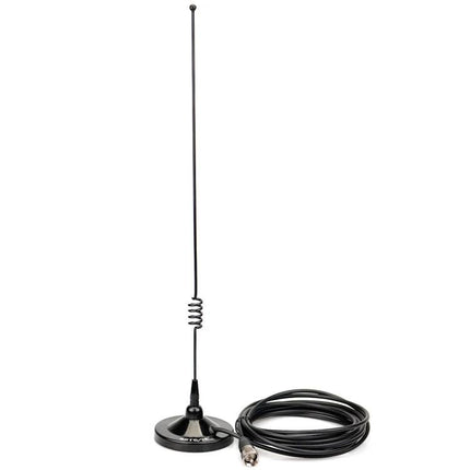 RETEVIS MR100 Dual-Band Magnet Mount Antenna for Mobile Communication shown mounted with magnetic base and coax cable