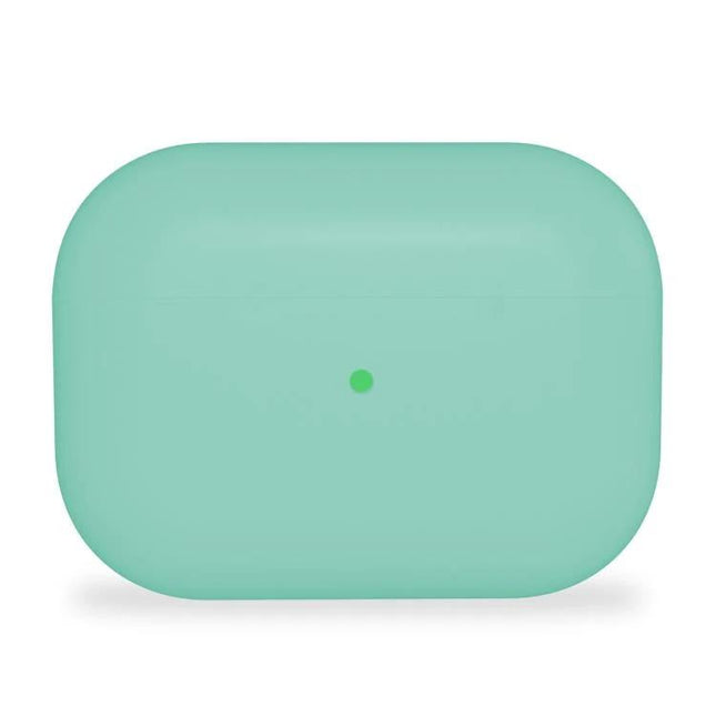 Alt Tag: Ultra-Thin Silicone Case for Everyday AirPods Protection in mint green showing LED cutout and slim liquid-silicone design