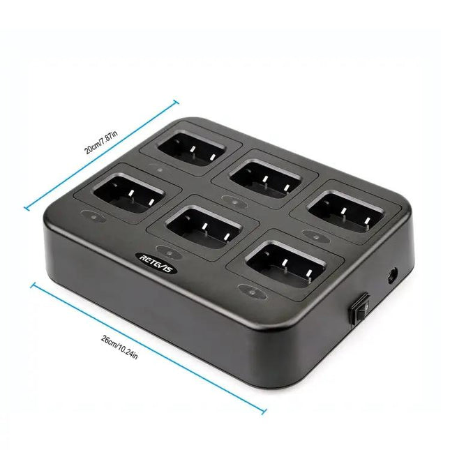Retevis RTC777 Six-Way Charger for Walkie Talkies and Batteries