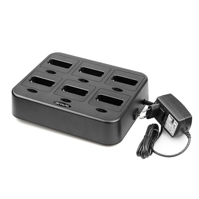Retevis Six-Way Walkie Talkie Charging Station for Radios on desk charging up to six radios simultaneously