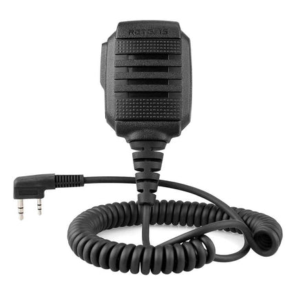 RETEVIS Waterproof Speaker Microphone for Two-Way Radios, IP54 rugged handheld mic with coiled cable and dual-pin connector for outdoor use
